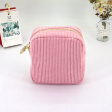 Oem Makeup Bag Women Soft Touch Corduroy Cosmetic Bag Women Mini Small Pink Pouch Bag